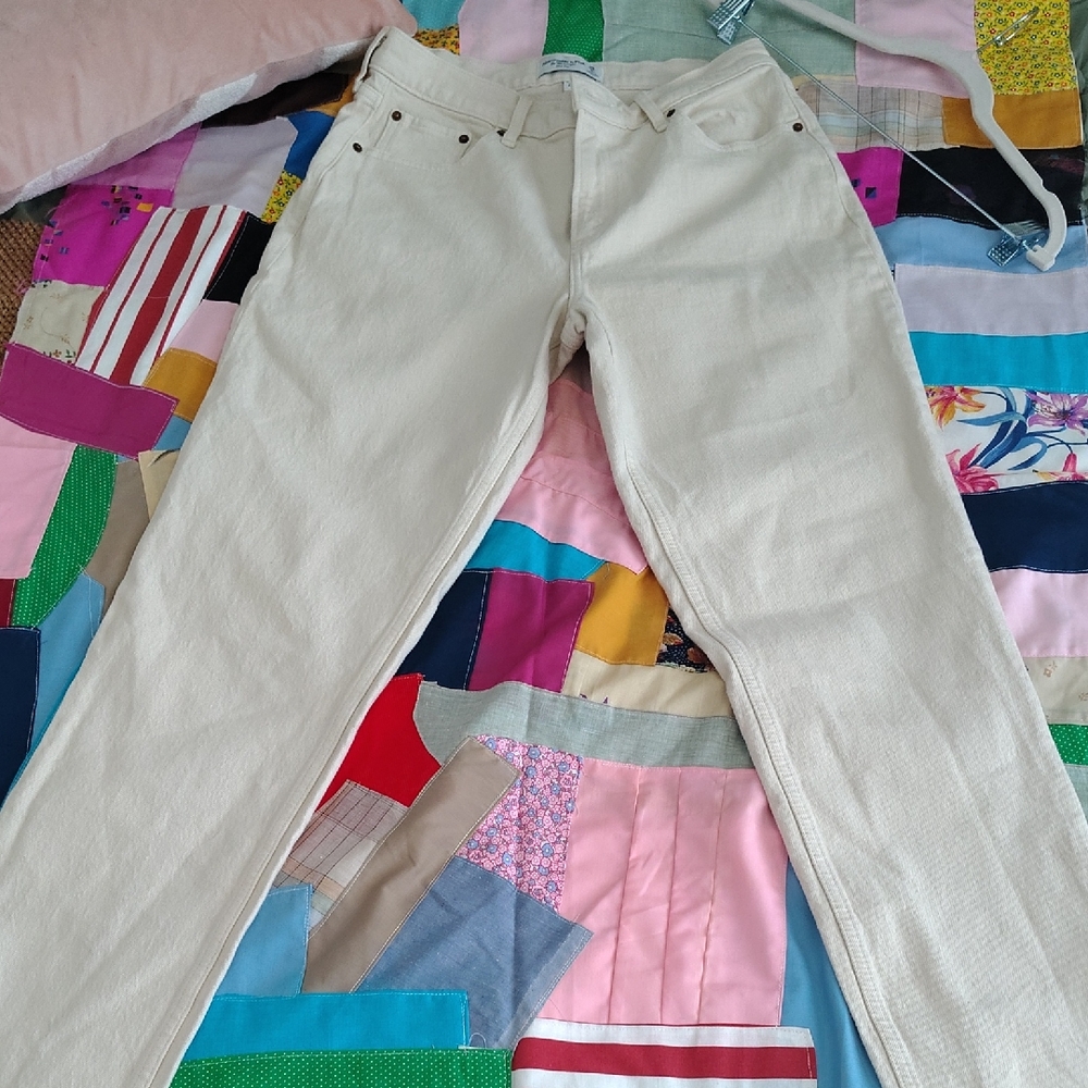 Abercrombie & Fitch Cream Straight Leg Jeans